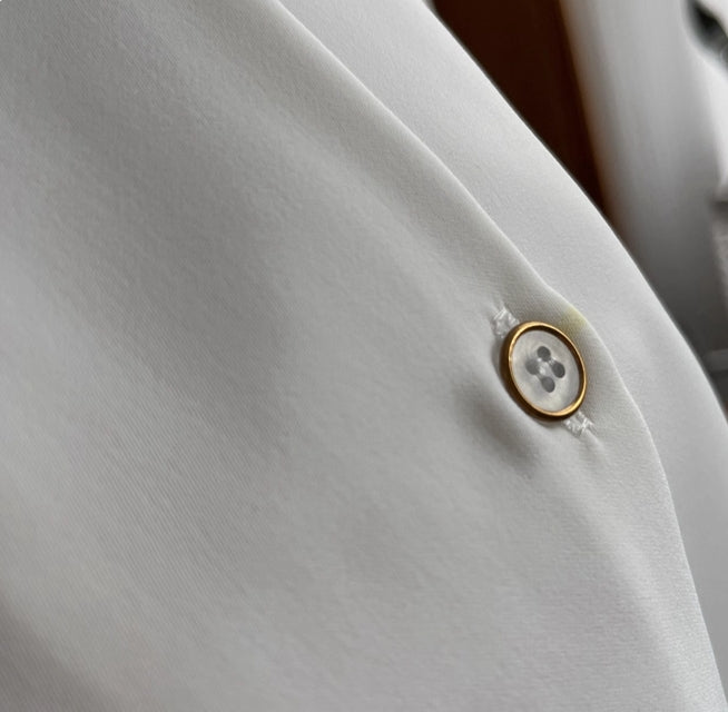 White Satin Long Sleeve Shirt – Elegant Women’s Office Blouse