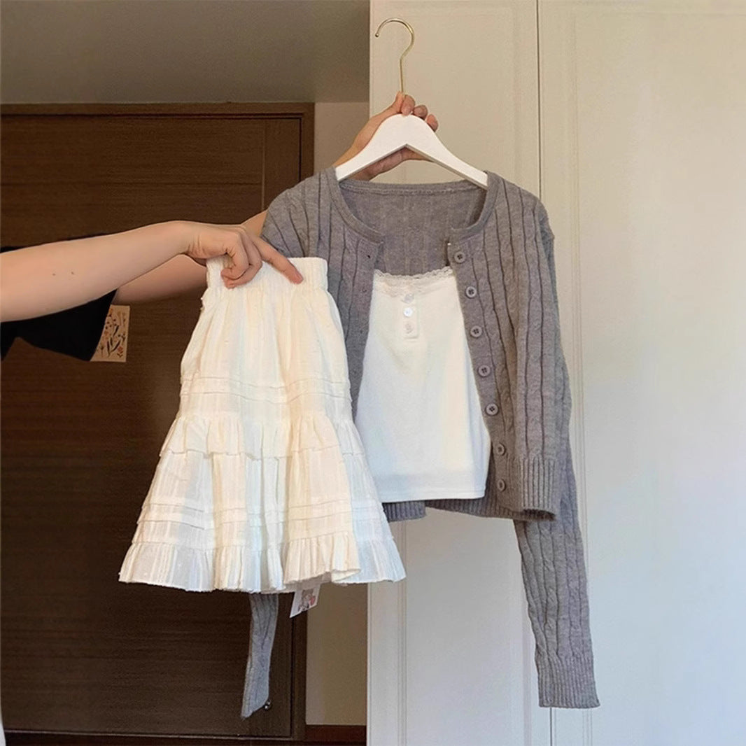 White Ruffle Tiered High Waist Mini Skirt – Cotton Elastic Waist Skirt (S–XL)