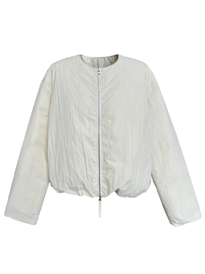 Minimalist Short Padded Jacket – Unisex Loose Fit Lightweight Warm Winter Coat