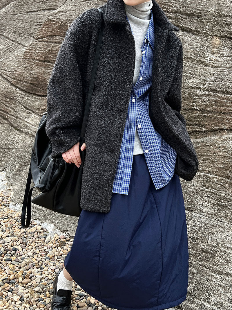 Oversized Teddy Fleece Coat – Women’s Warm Winter Loose Fit Shearling Jacket