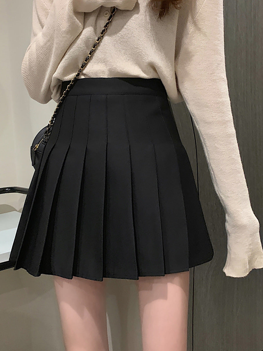 Basic High-Waisted Pleated Mini Skirt – Women's A-Line School Style Skirt (Sizes S–XL)