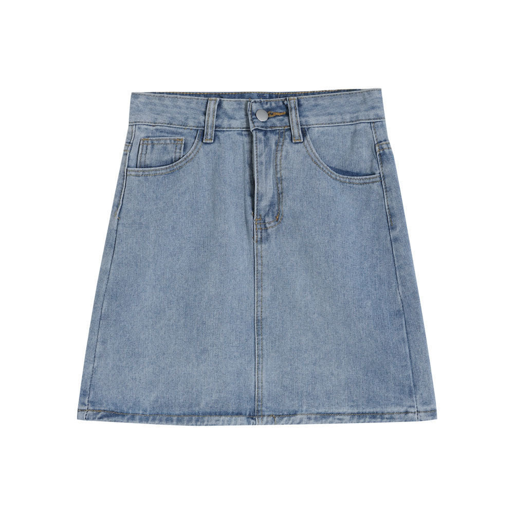 Basic High-Waisted A-Line Denim Mini Skirt for Women (Sizes S–XL)