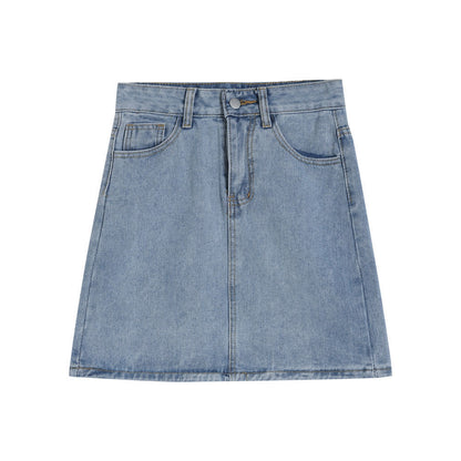 Basic High-Waisted A-Line Denim Mini Skirt for Women (Sizes S–XL)