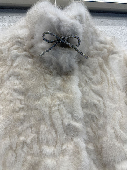 Light beige fur coat - stylish and elegant, creating a sophisticated and warm winter outfit