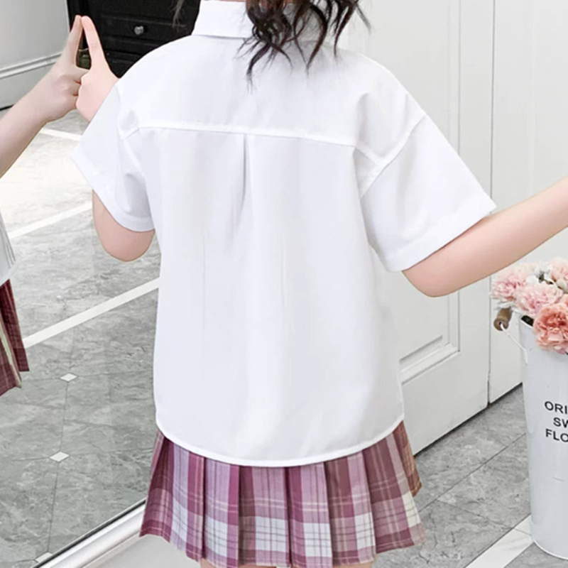 White Embroidered Pocket Shirt – Casual Long Sleeve School Style Blouse