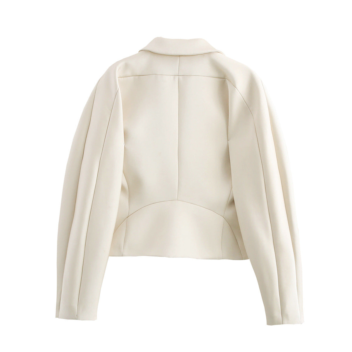 Minimalist Ivory White Blazer – Women’s Single-Breasted Short Suit Jacket