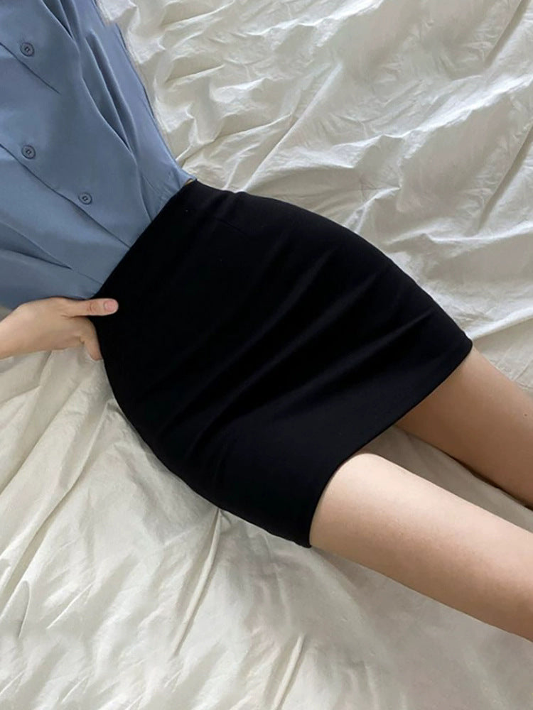 Minimalist High-Waisted Black Bodycon Mini Skirt – Slim Fit Stretch Knit Skirt for Women (S–XL)