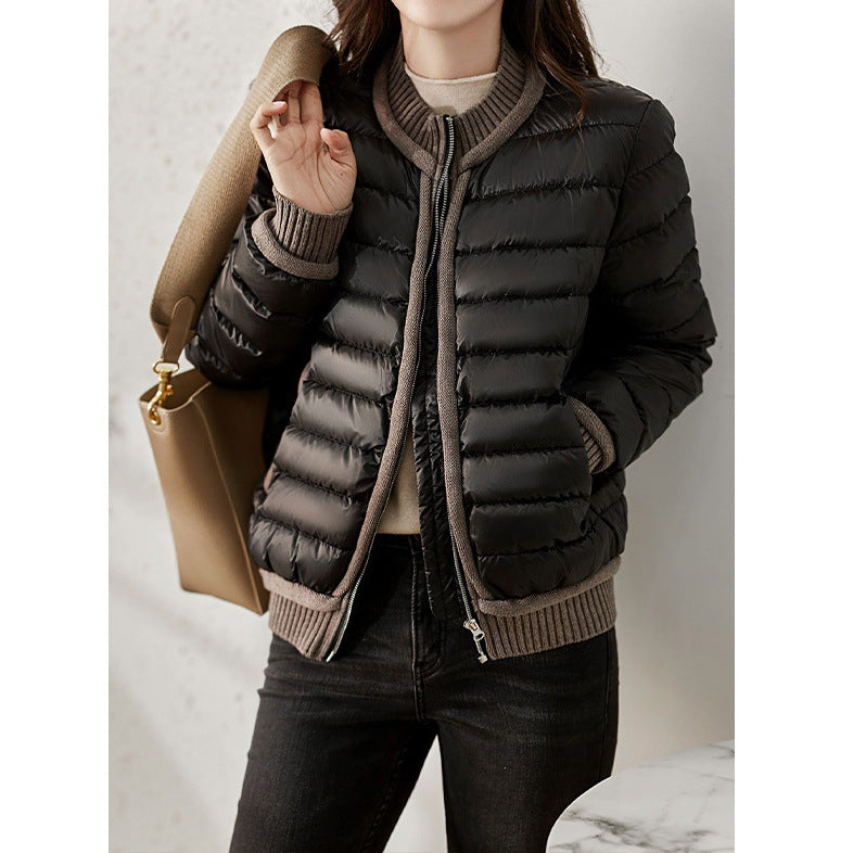 Lightweight Short Down Jacket – Women’s Slim Fit Warm Puffer Coat with Stand Collar