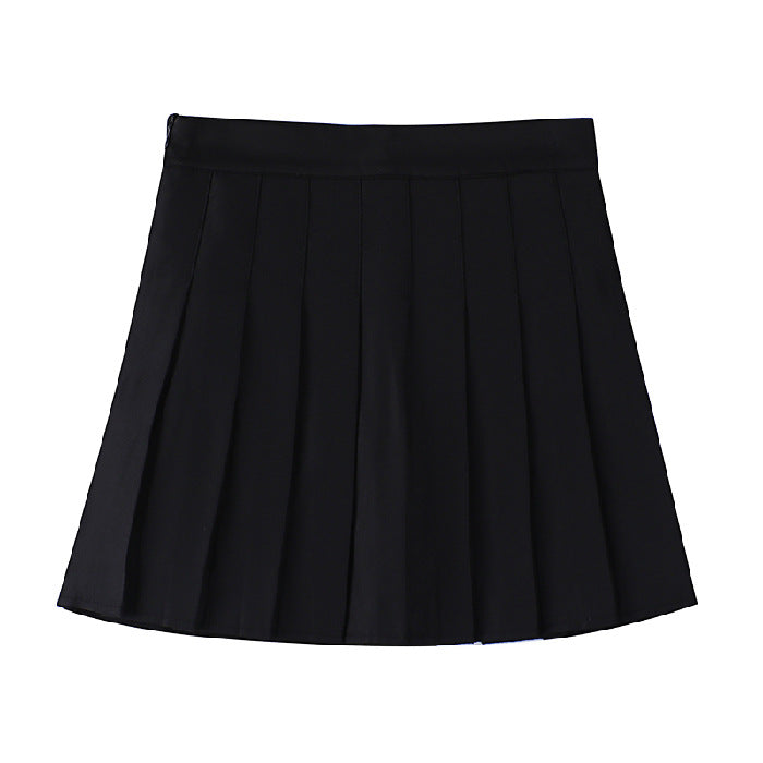 Basic High-Waisted Pleated Mini Skirt – Women's A-Line School Style Skirt (Sizes S–XL)