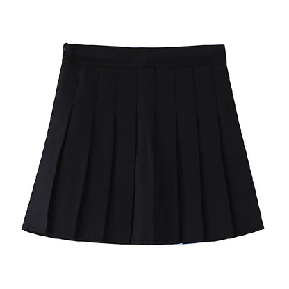 Basic High-Waisted Pleated Mini Skirt – Women's A-Line School Style Skirt (Sizes S–XL)