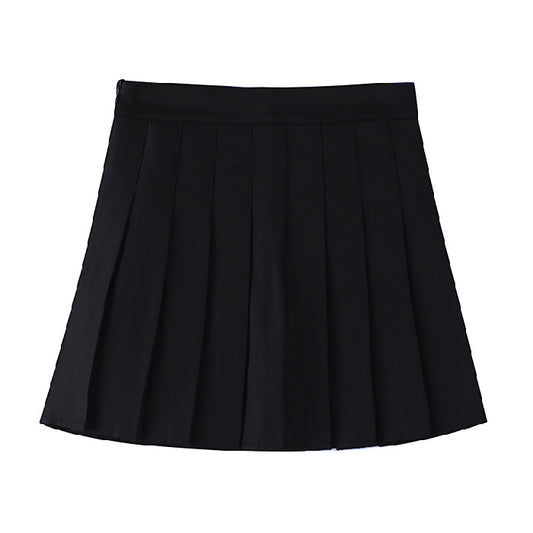 Basic High-Waisted Pleated Mini Skirt – Women's A-Line School Style Skirt (Sizes S–XL)
