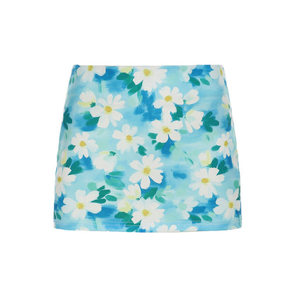 Summer Daisy Print High-Waist Mini Skirt – Slim Fit Floral Skater Skirt (S–XL)