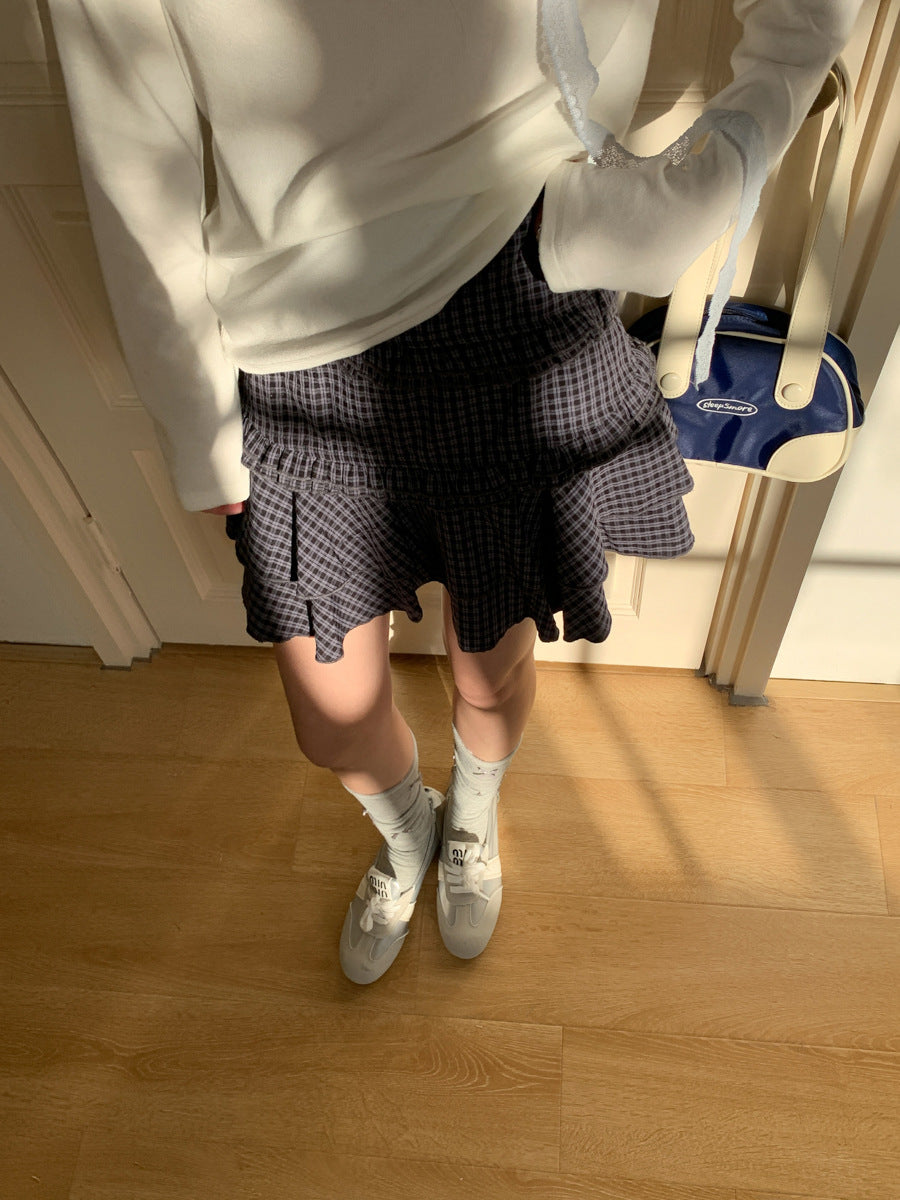 Sweet Ruffled High Waist Plaid Mini Skirt – Sizes S to XL