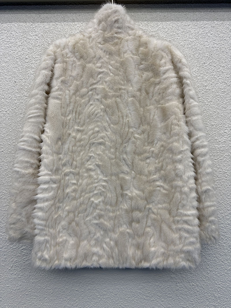 Light beige fur coat - stylish and elegant, creating a sophisticated and warm winter outfit