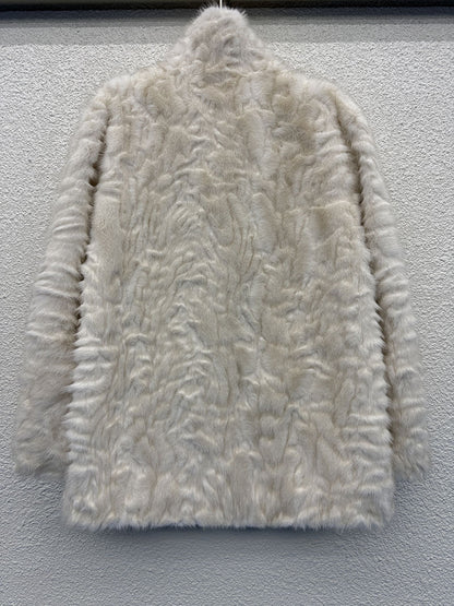 Light beige fur coat - stylish and elegant, creating a sophisticated and warm winter outfit