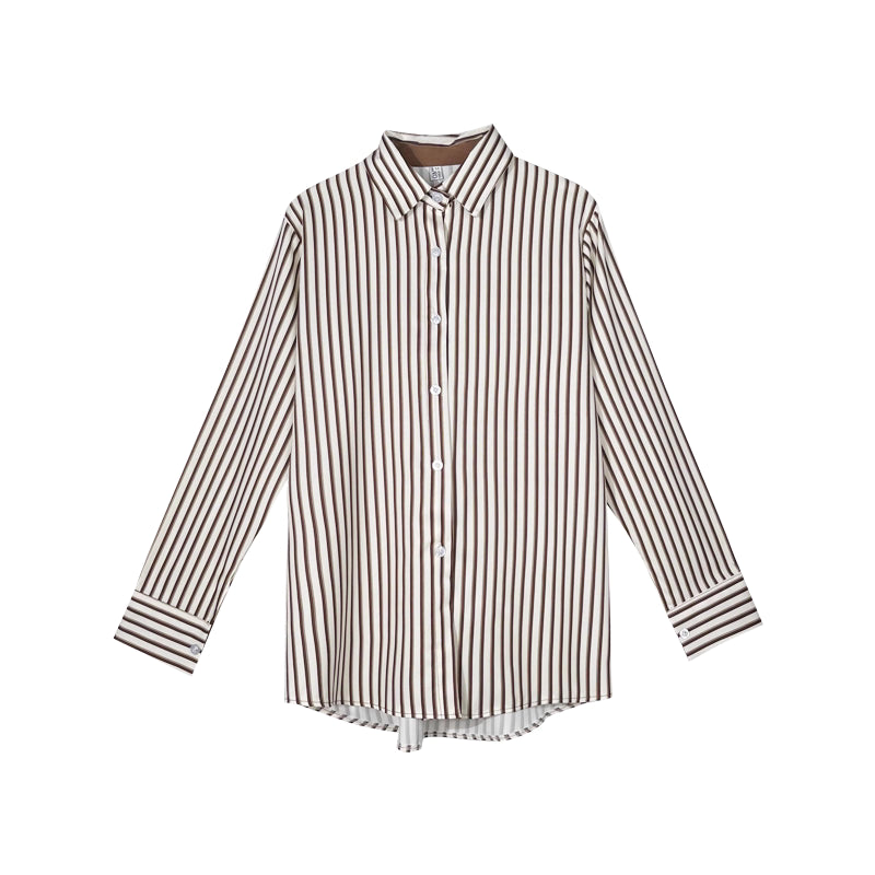 Vertical Striped Loose Long Sleeve Shirt – Women’s Casual Oversized Blouse