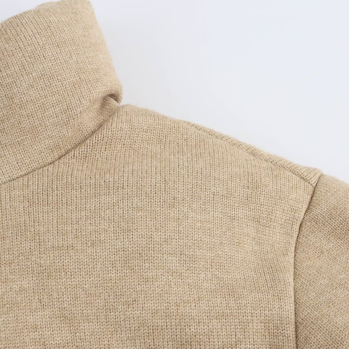 Light camel stand-up collar short puffer jacket (loose drop shoulder sleeve design)